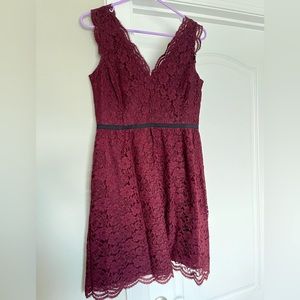 Maroon Lace Sleeveless Dress
